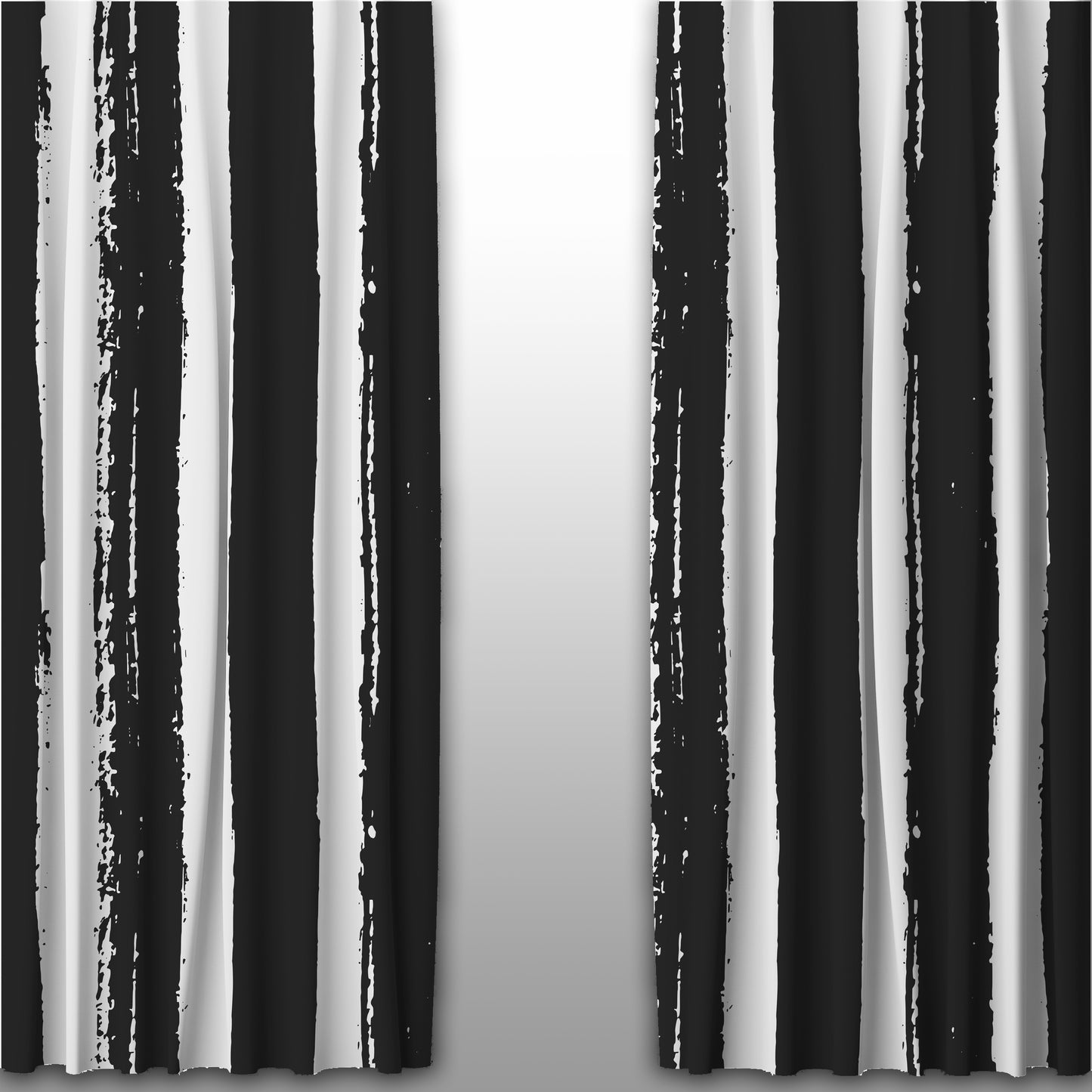 Distressed Stripes Black and White Striped Curtains