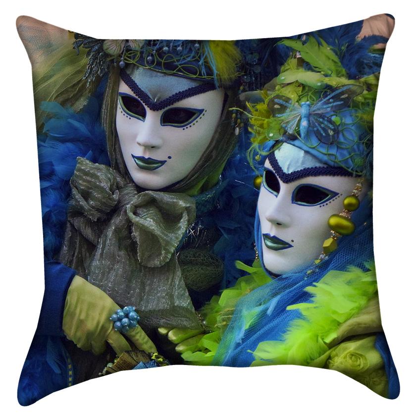 Small Lime and Blue Mardi Gras Carival Throw Pillow