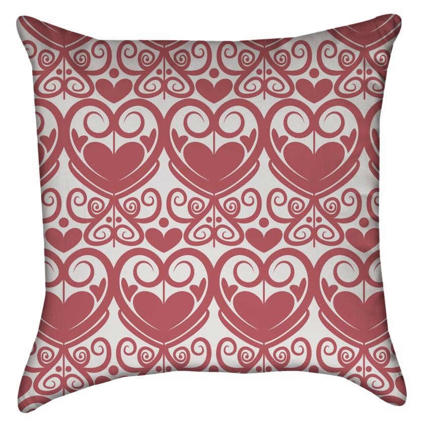 Small Damask Pink Hearts Throw Pillow