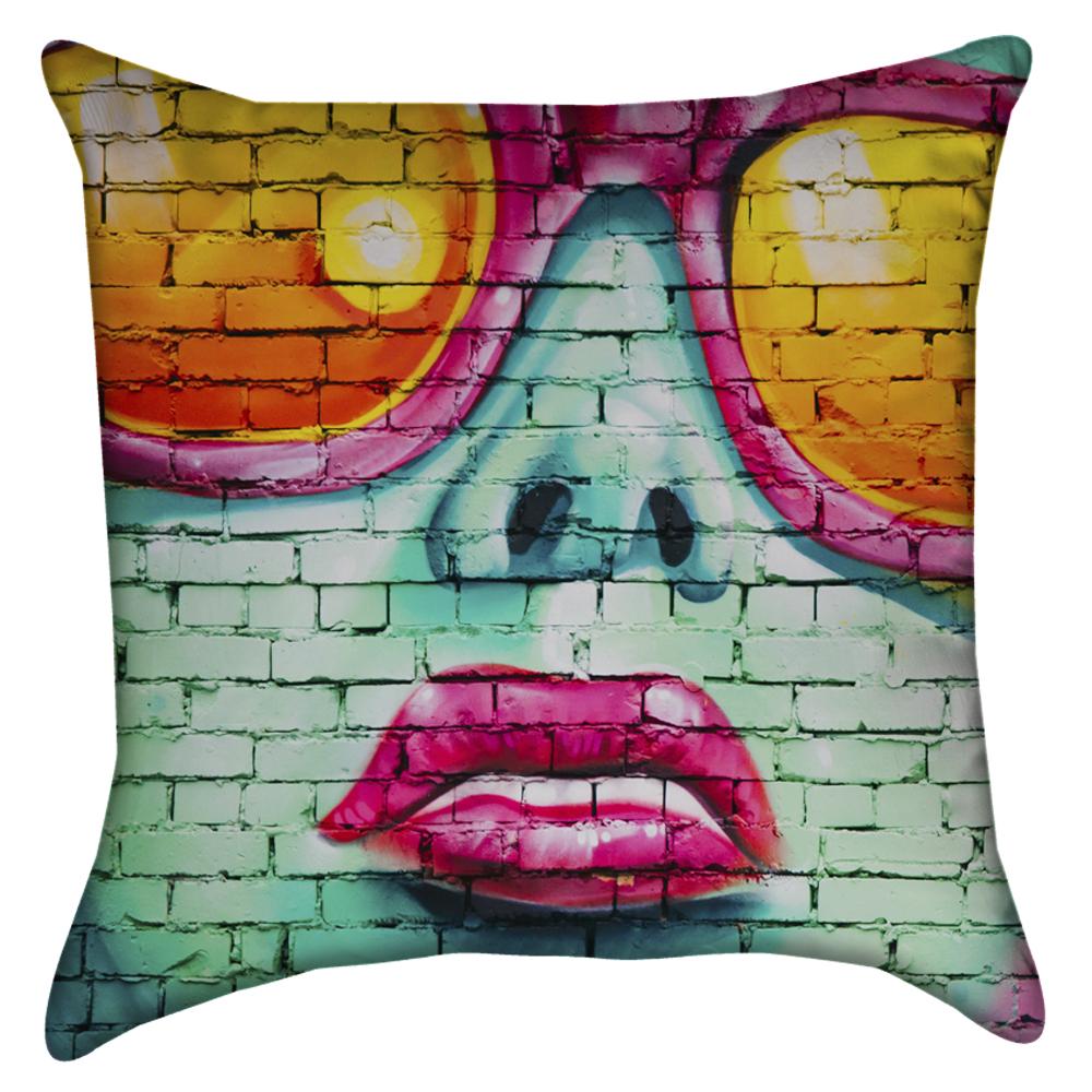 Small Cool Hot Pink Lips Chic Graffiti Throw Pillow