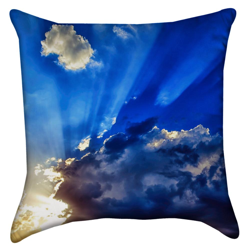 Small Stormy Sunburst Cloudy Throw Pillow