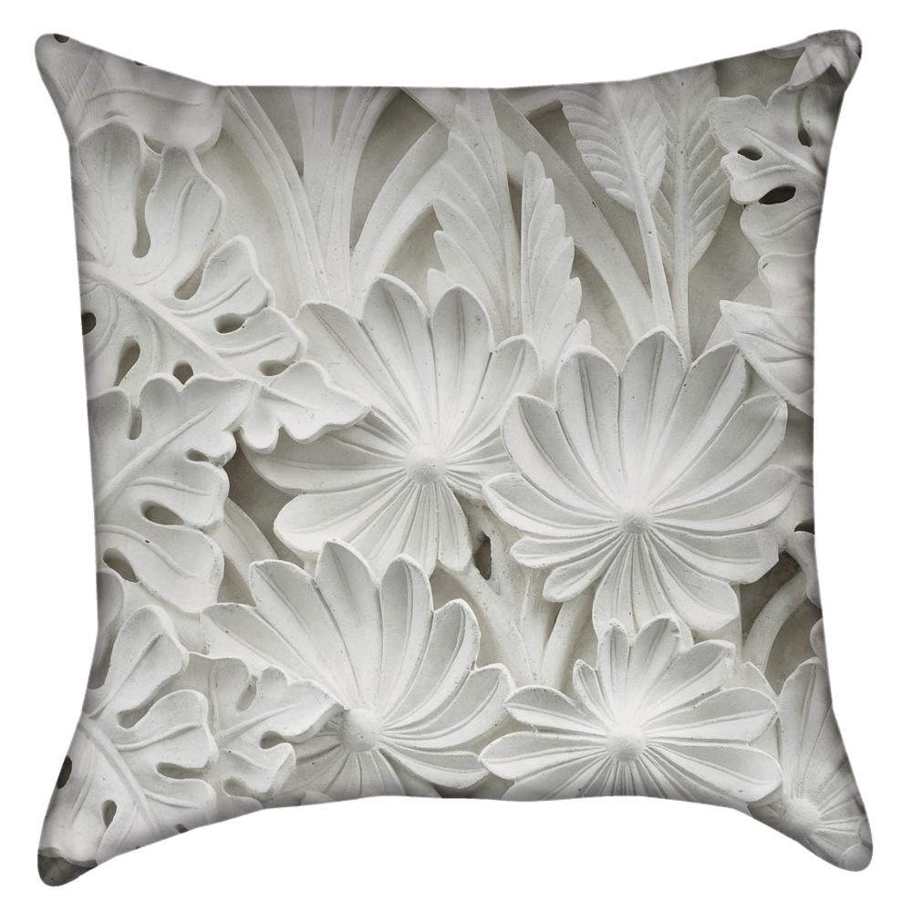 Small White Tropical Foliage Throw Pillow