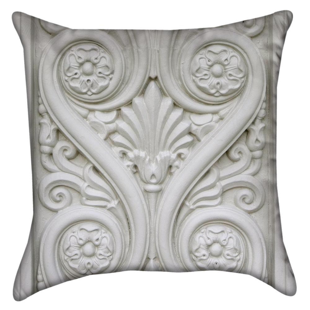 Small White Spiraling Fleur De Lis Throw Pillow