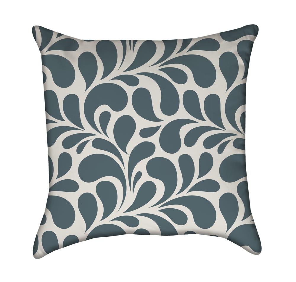 Abstract Teal Grey Flourish Throw Pillow