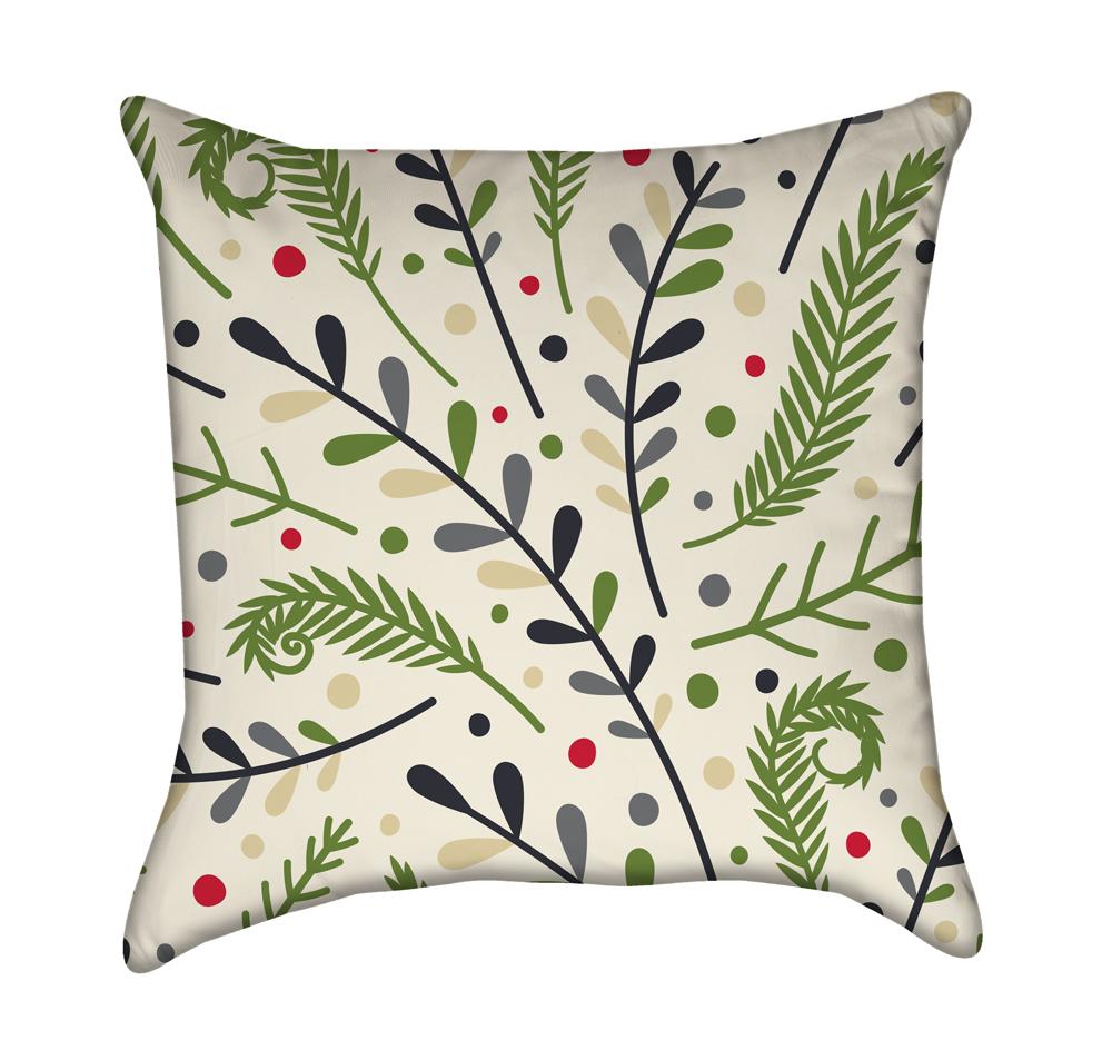 Abstract Nature Foliage Over Beige Throw Pillow