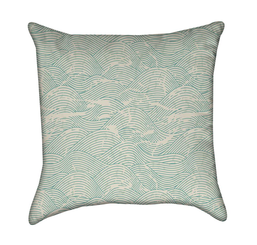 Grunge Seafoam Green Wave Throw Pillow