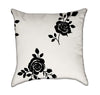 Delicate Romantic Roses Black and White Throw Pillow