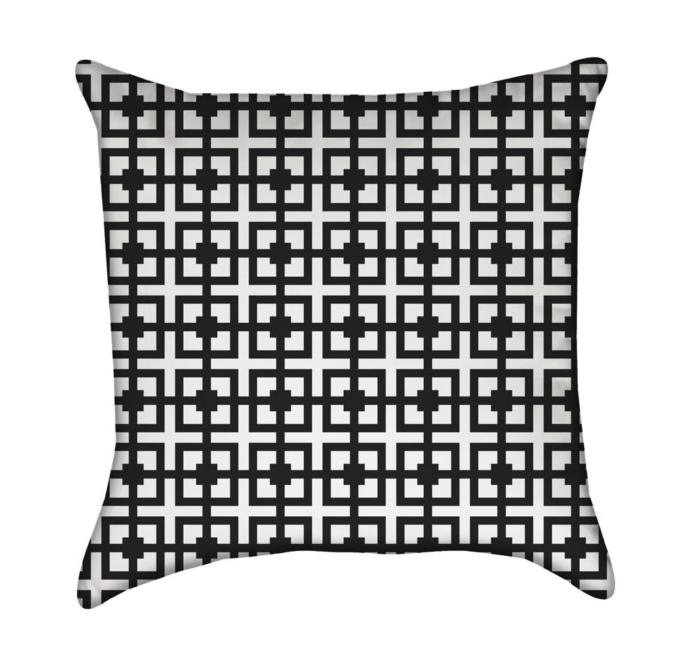 Black and White Square Links Throw Pillow