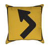 Left Turn Yellow Road Sign Throw Pillow