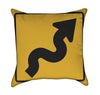 Winding Road to the Left Yellow Traffic Throw Pillow