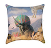 Bunnies and Fantasy Triceratops Throw Pillow
