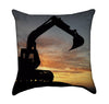 Construction Crane Sunset Scene Throw Pillow