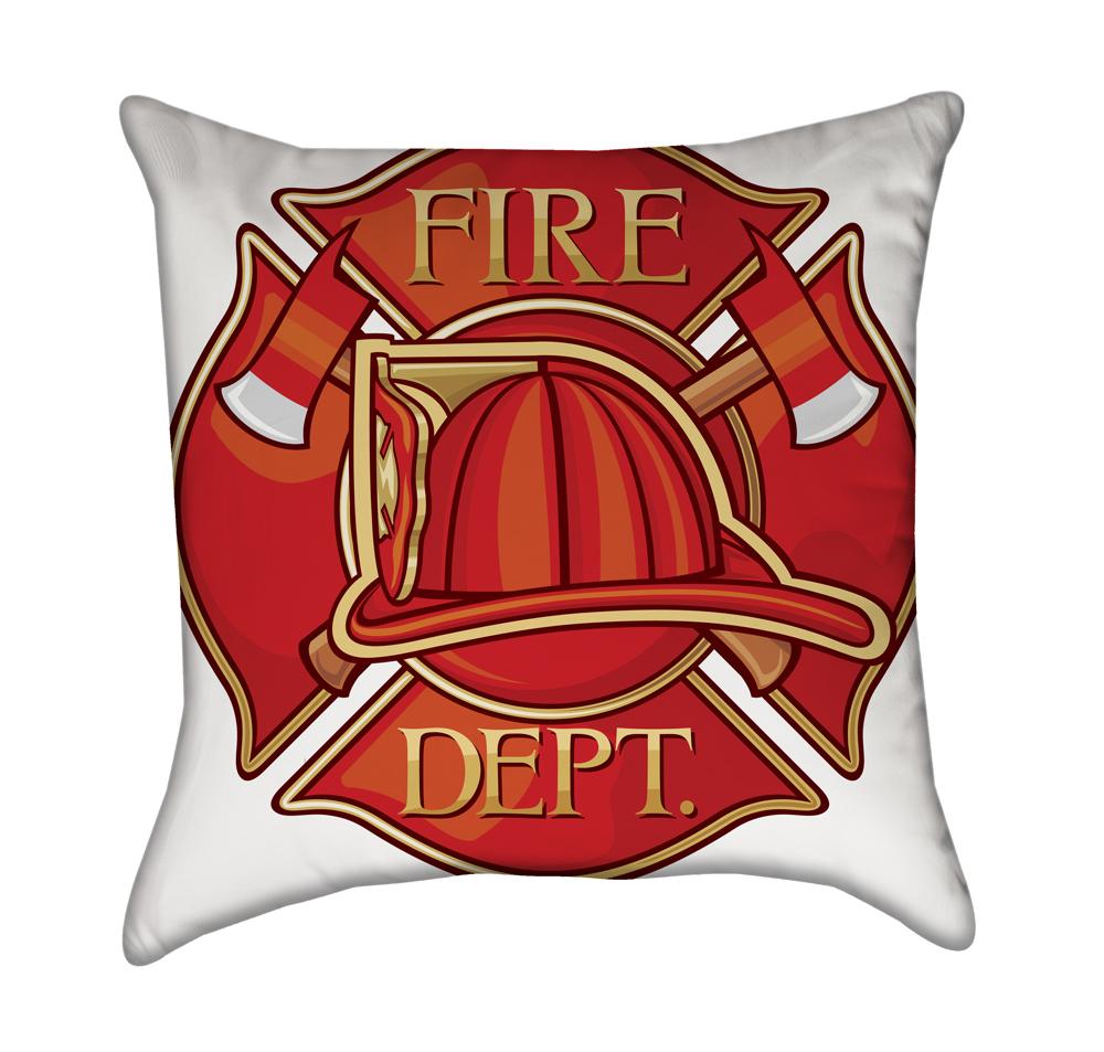 Red Fire Engine Helmet Throw Pillow