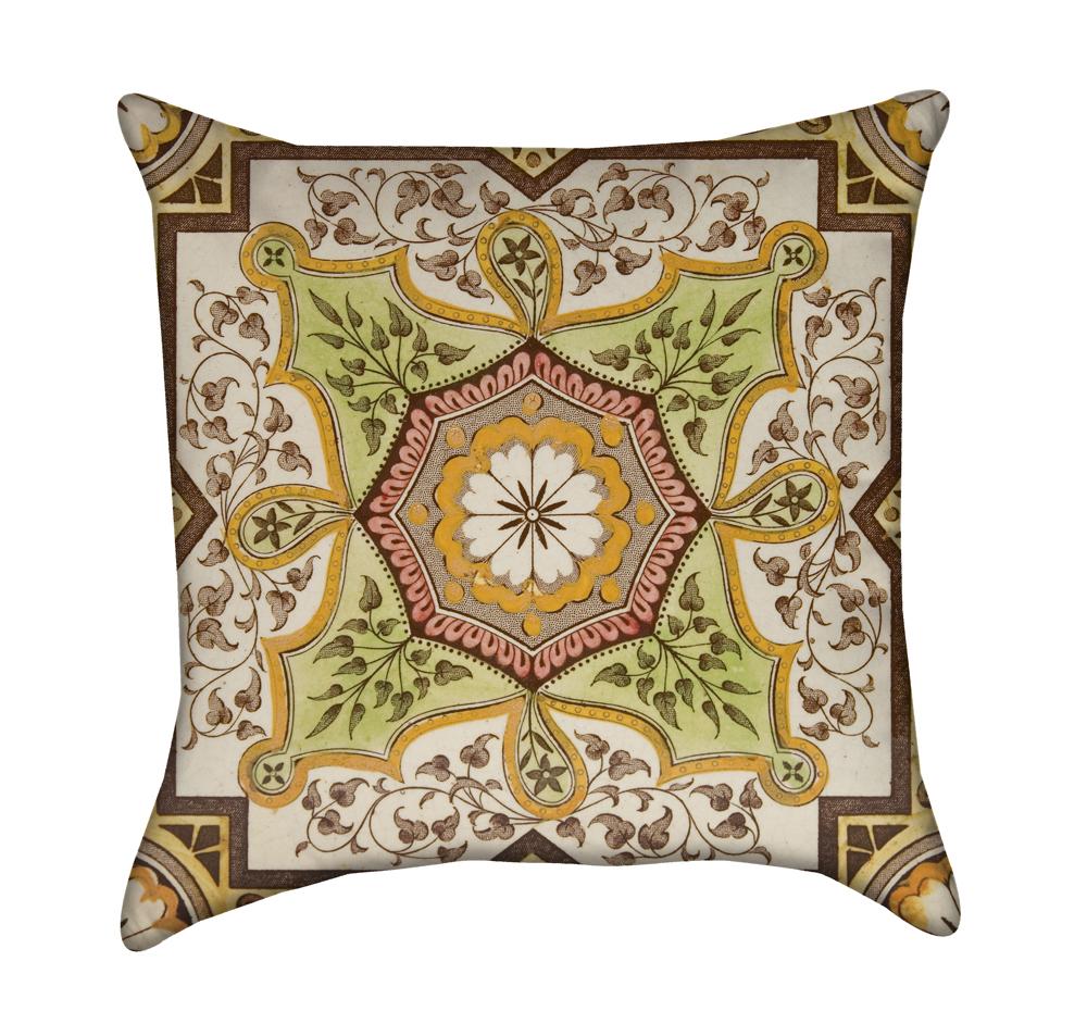 Decorative Victorian Tile Throw Pillow
