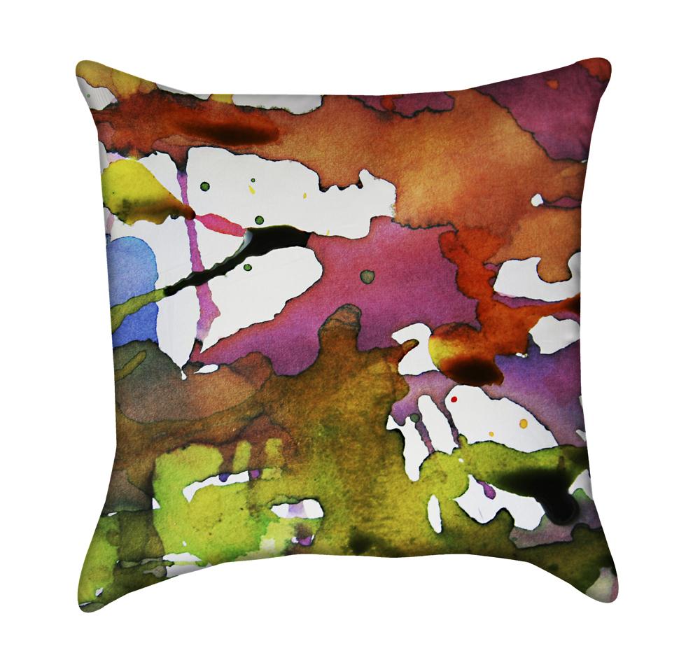 Watercolor Paint Splatter Artistic Throw Pillow V.2