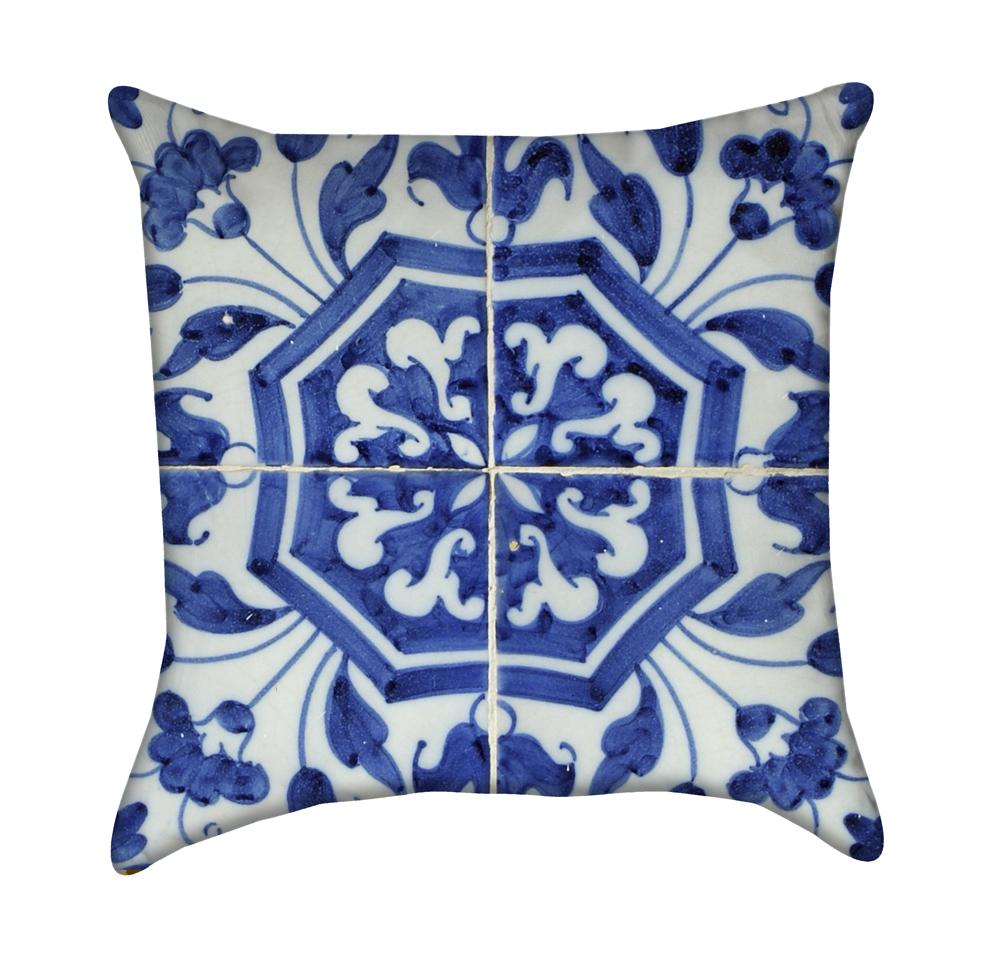Blue and White Portugese Tile Throw Pillows