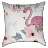 Small Delicate Pink Floral Watercolor Flamingo Throw Pillow