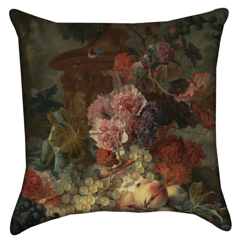 Small Classic Dark Floral Throw Pillow