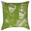 Small Green Masquerade Carnival Throw Pillow