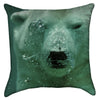 Small Turquoise Underwater Polar Bear Throw Pillow