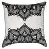 Small Black and White Split Floral Lace Throw Pillow