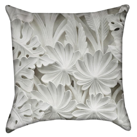 Small White Tropical Foliage Throw Pillow