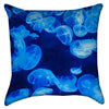 Small Glowing Blue Jellyfish Throw Pillow