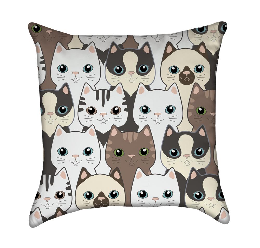Funny Kawaii Neko Cats Throw Pillow