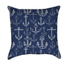 White Anchors on Navy Blue Throw Pillow