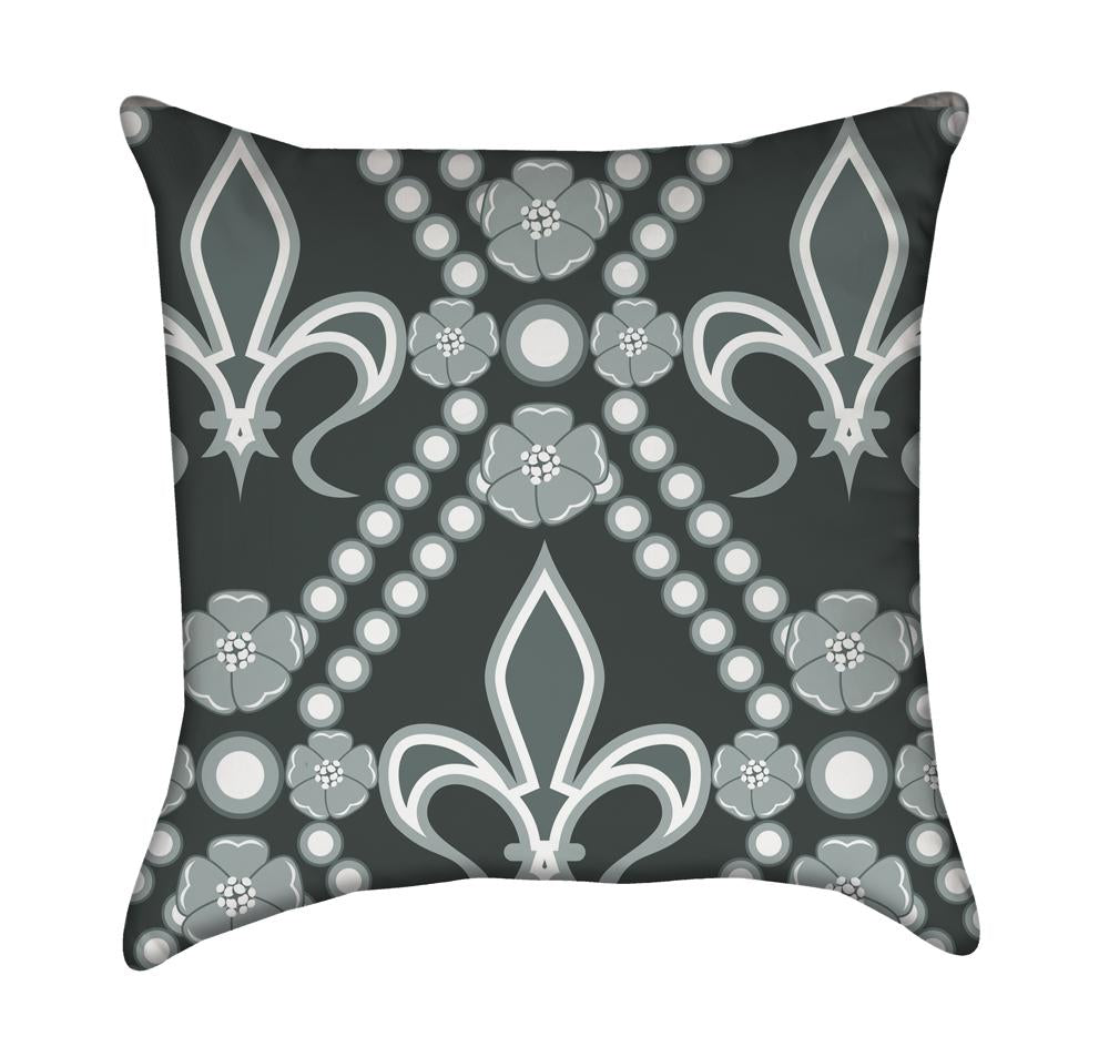 Green and Seafoam Fleur De Lis Throw Pillow