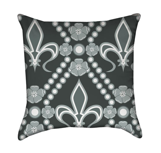 Green and Seafoam Fleur De Lis Throw Pillow