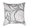 Grey and White Rose Flourish Throw Pillow Version 2
