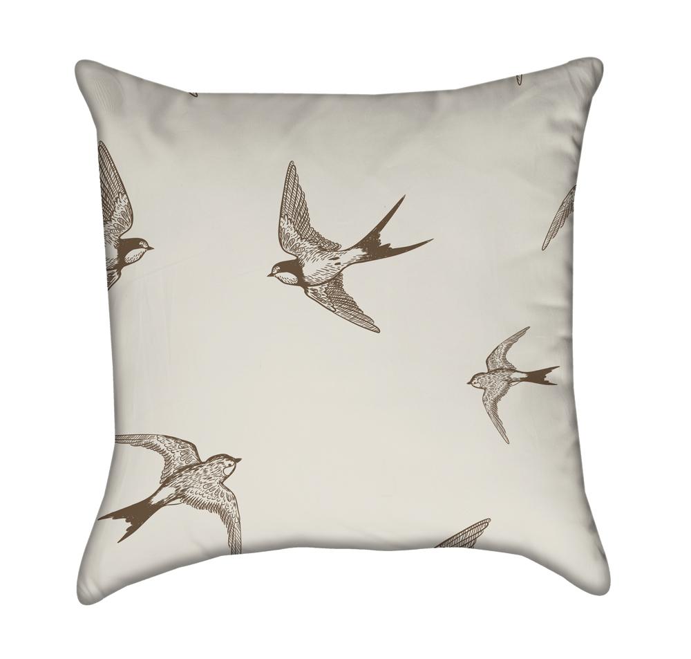 Delicate Brown Swallow Throw Pillow