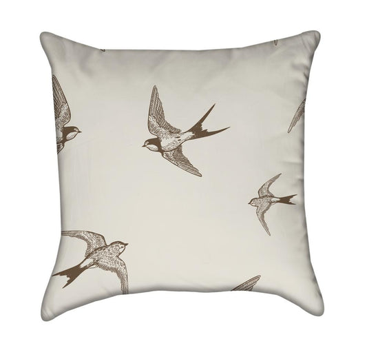 Delicate Brown Swallow Throw Pillow