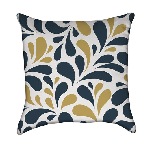 Modern Navy and Mustard Flourish Throw Pillow