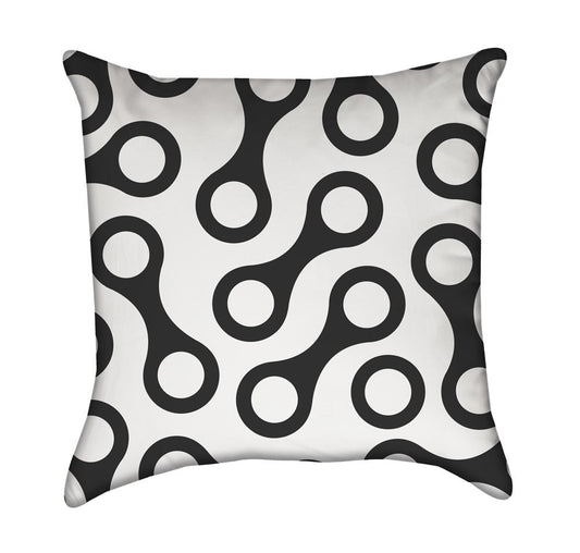 Retro Black and White Cellular Links Throw Pillow Version 2