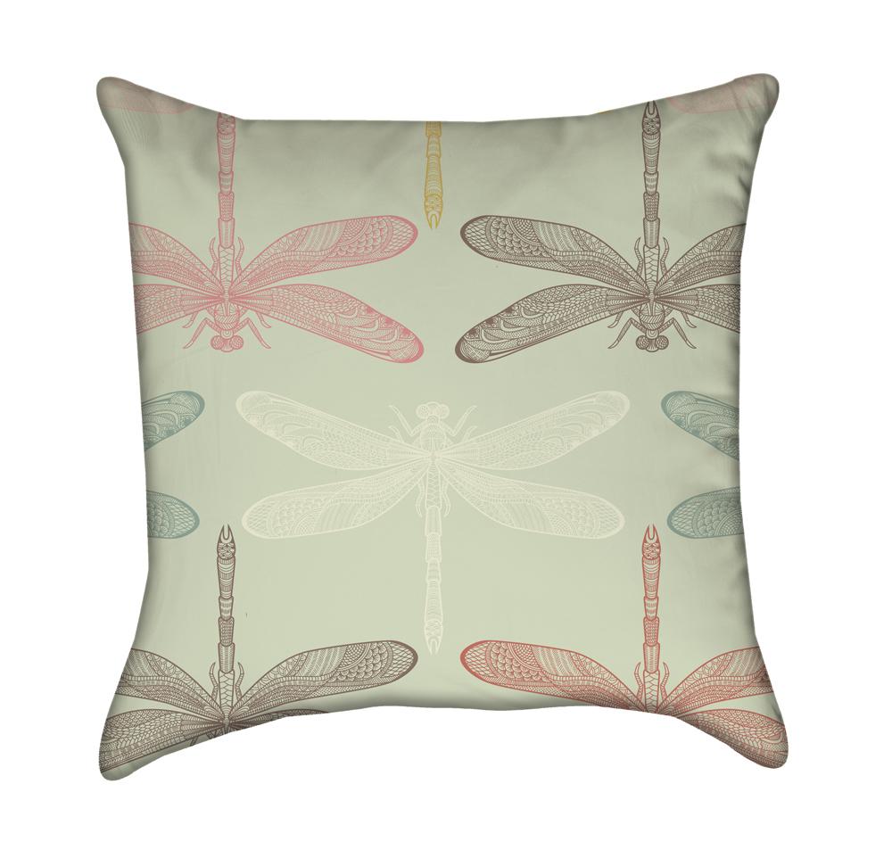 Retro Pastel Dragonfly Throw Pillow