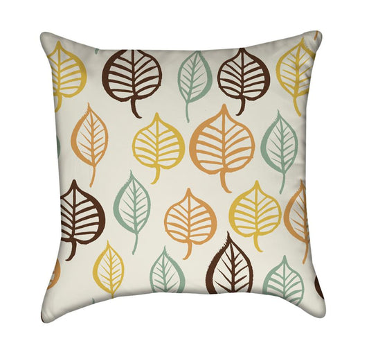 Colorful Retro Leaf Throw Pillow