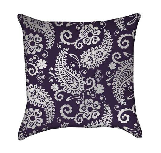 White Paisley over Royal Purple Throw Pillow