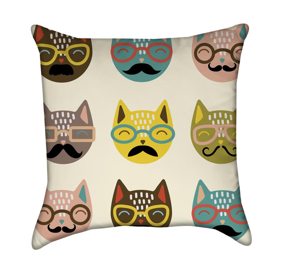 Nerdy Cat Heads Throw Pillow