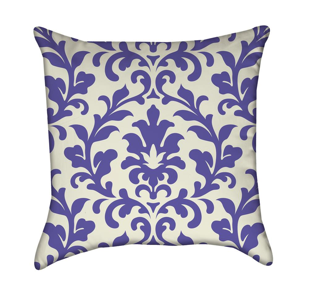 Paint Brush Periwingle Light Blue Damask Pattern Throw Pillow