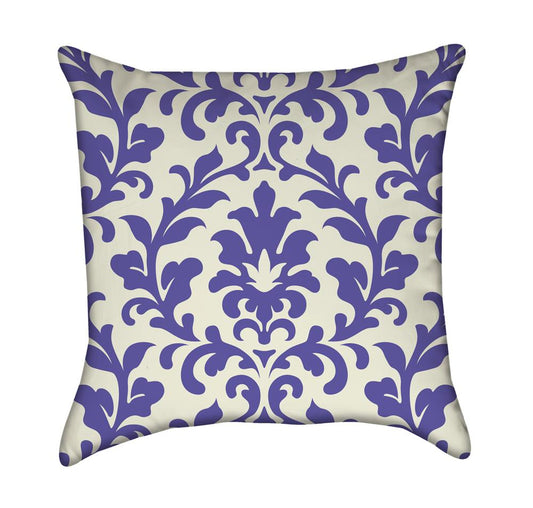 Paint Brush Periwingle Light Blue Damask Pattern Throw Pillow