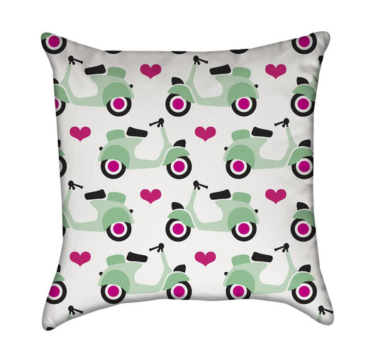 Mint Green Hot Pink Moped Love Throw Pillow