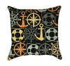 Canary Yellow Anchors and Green Helms Nautical Throw Pillow