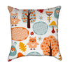 Cartoon Owls and Wabbits in Nature Throw Pillow