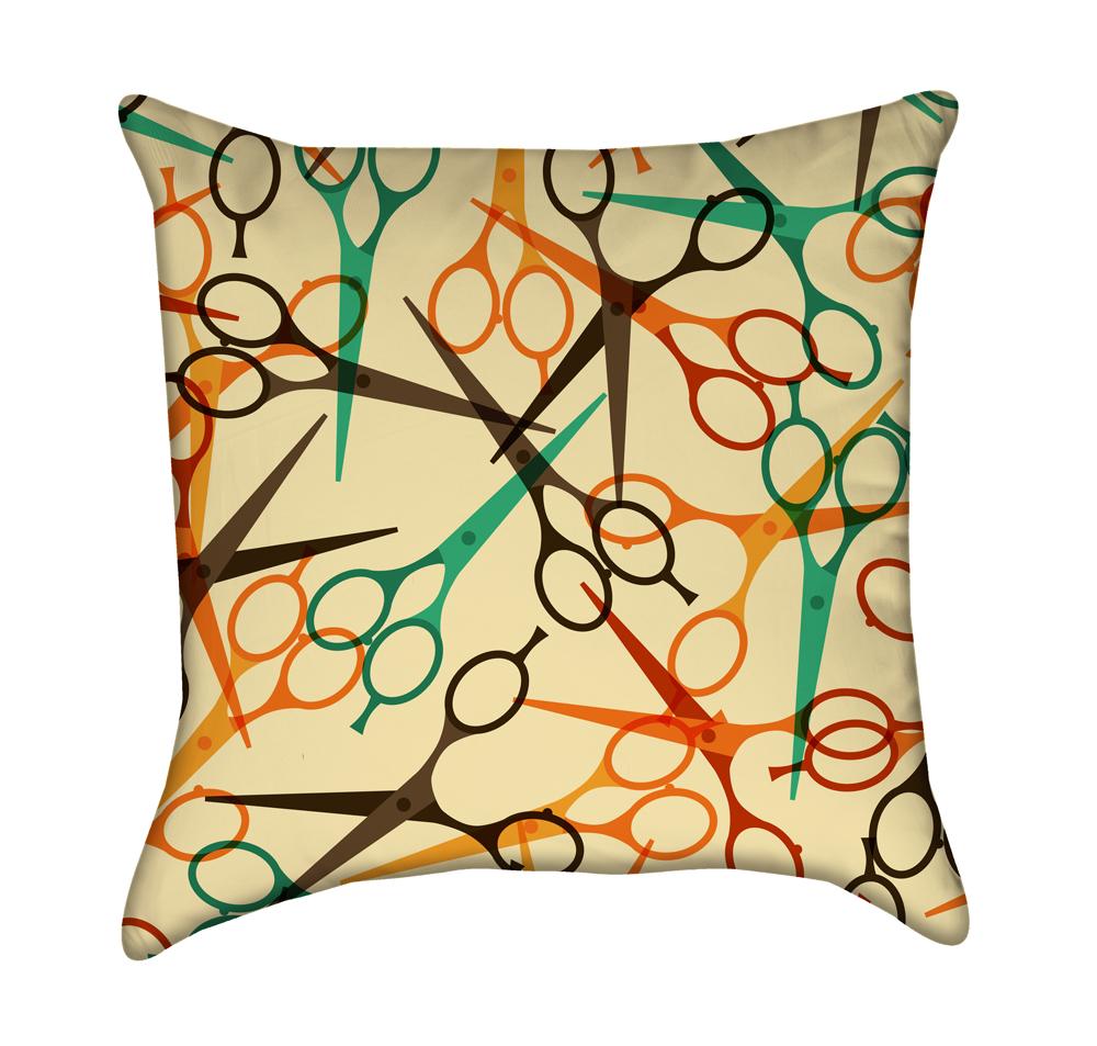 Stylist's Scattered Scissors Throw Pillow