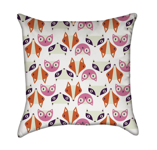 Repeating Foxy, Badger and Owl Cartoon Throw Pillow