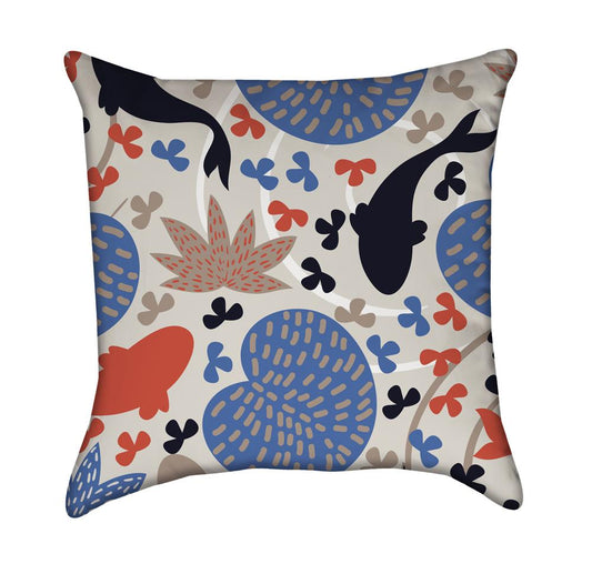 Koi Pond Tan, Periwinkle and Orange Throw Pillow