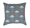 Little Boy Blue Rain with Umbrella Throw Pillow