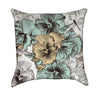 Peach and Teal Pansy Floral Throw Pillow
